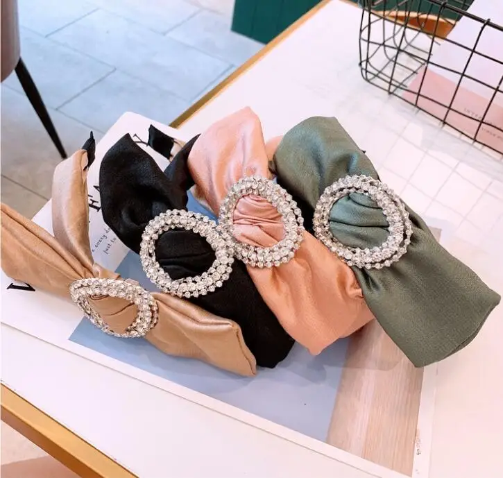 Женские зимние Новые чешские Стразы haibands Круглый драгоценный камень большой бант украшения для волос аксессуары