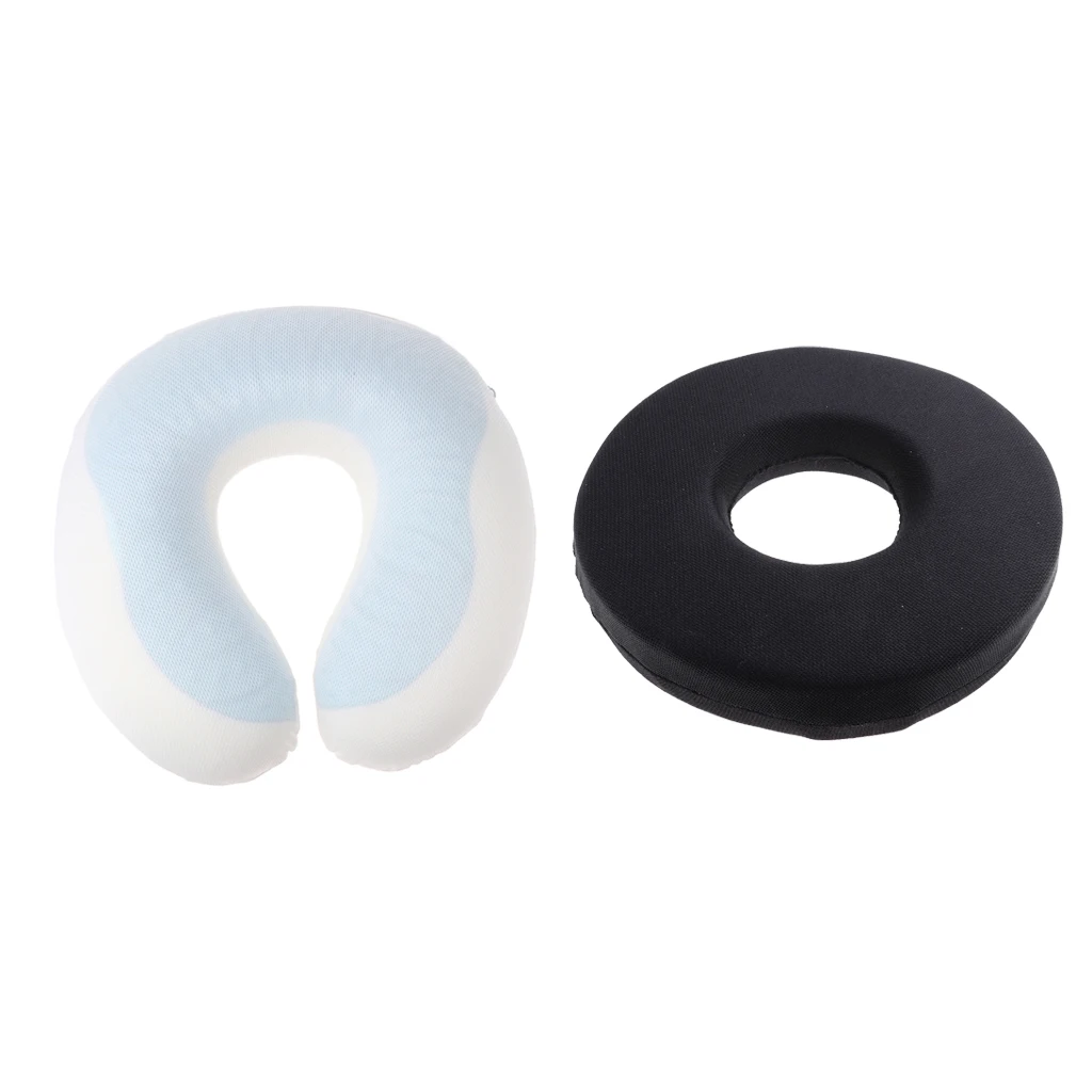 Black Travel Office Home Seat Chair Orthopedic Hemorrhoid Coccyx Tailbone Cushion Pad + U Shaped Gel Memory Foam Cool Pillow