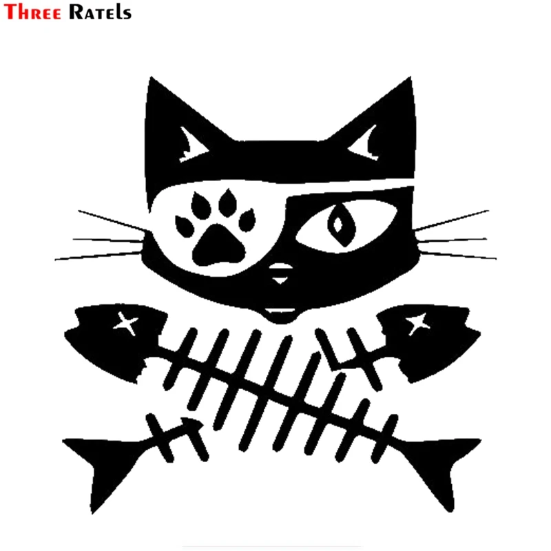 

Three Ratels FTZ-172# 15x14.5cm Pirate Cat Fish Crossbones Vinyl Decal Sticker Cars Trucks Vans SUVs Windows Walls Cups Laptops