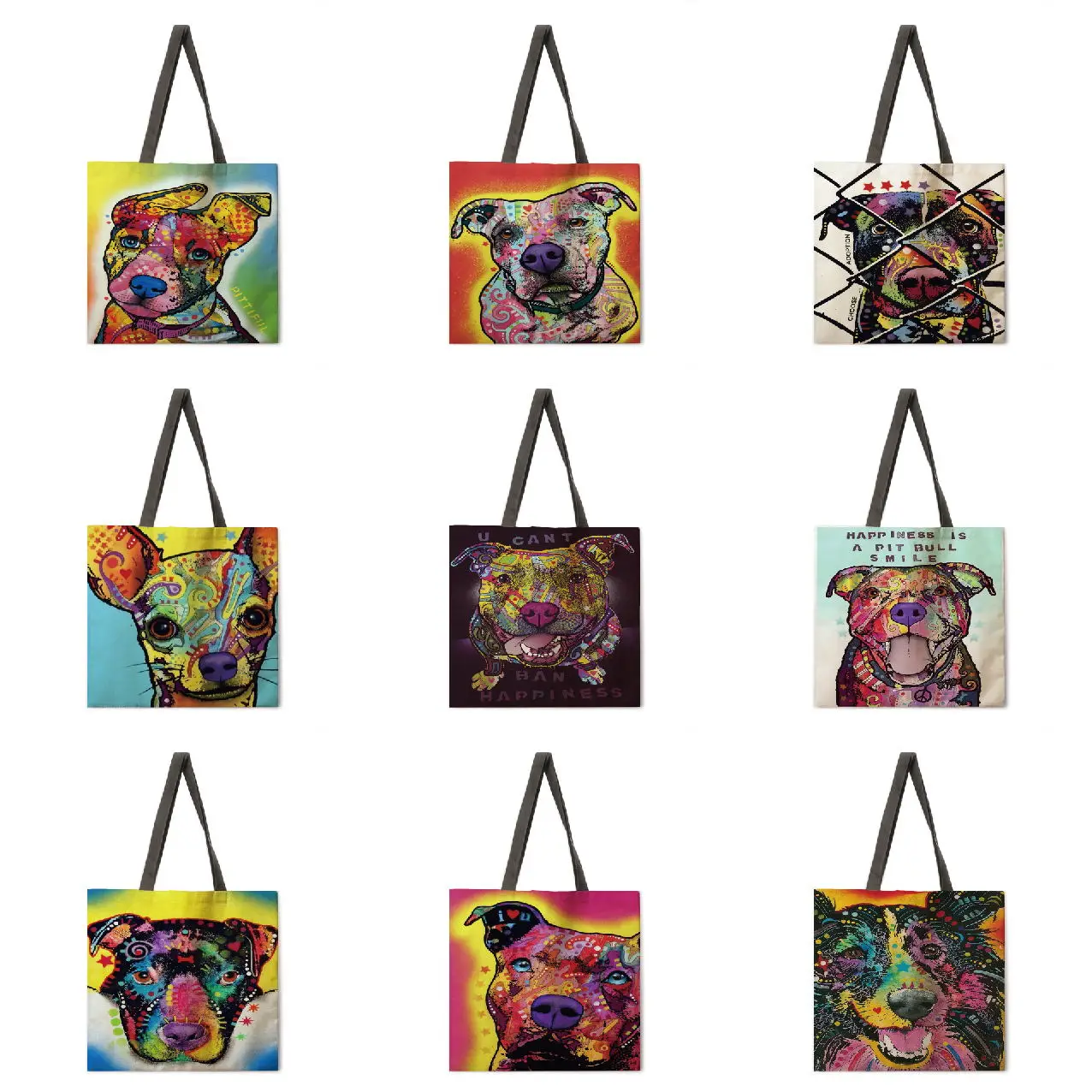 

Ladies leisure handbags colorful dog print handbags ladies shoulder bags outdoor beach bags foldable shopping bags