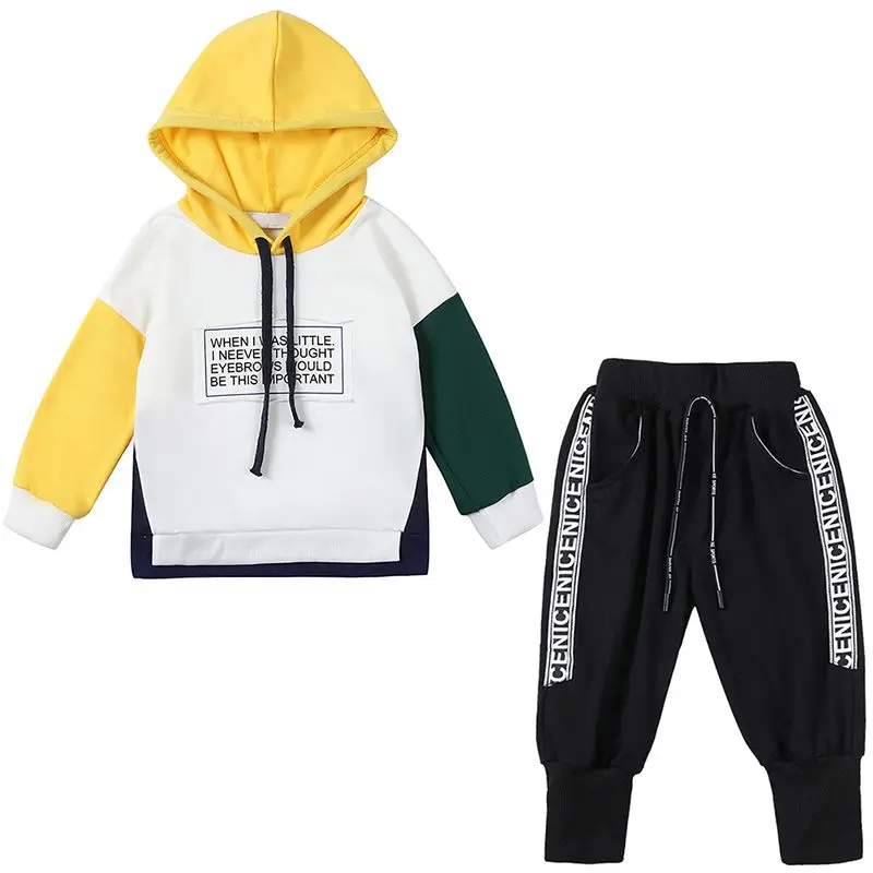 

Autumn Children clothes Set Boys Casual tracksuit Long Sleeve Letter Print Patchwork Hoodie Sweatshirt Tops+Pants Set #25A