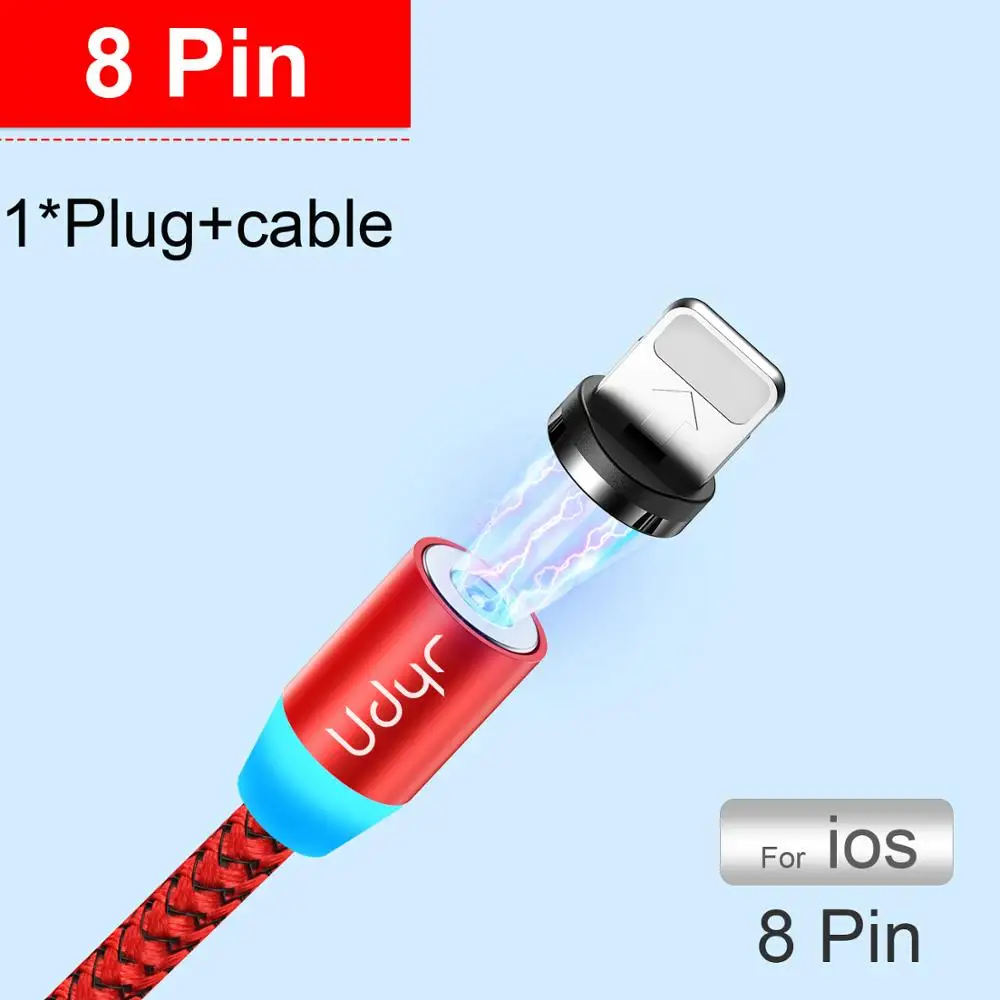 Red IOS Cable Udyr Магнитный кабель Micro usb type C адаптер для быстрой зарядки Micro type-C Магнитный зарядный usb-кабель для iPhone 11 XR Plus Xiaomi - Цвет: Red IOS Cable