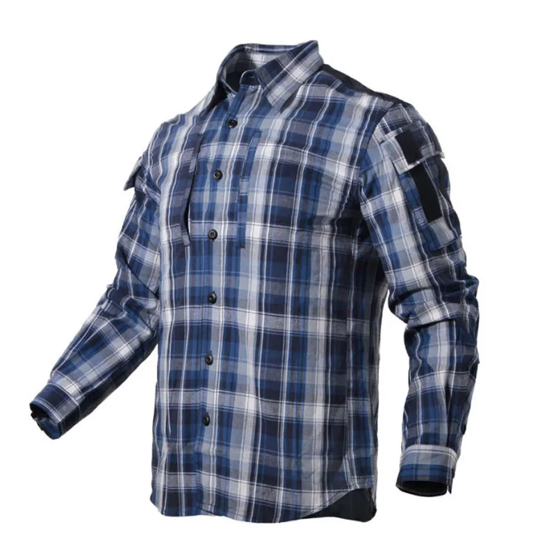 Men Long Sleeve Breathable Cotton Plaid Shirt Army Fan Plaid Tactical Shirt Women Outdoor Hiking Training Uniform cotton shirt,long sleeve shirt,men casual shirt