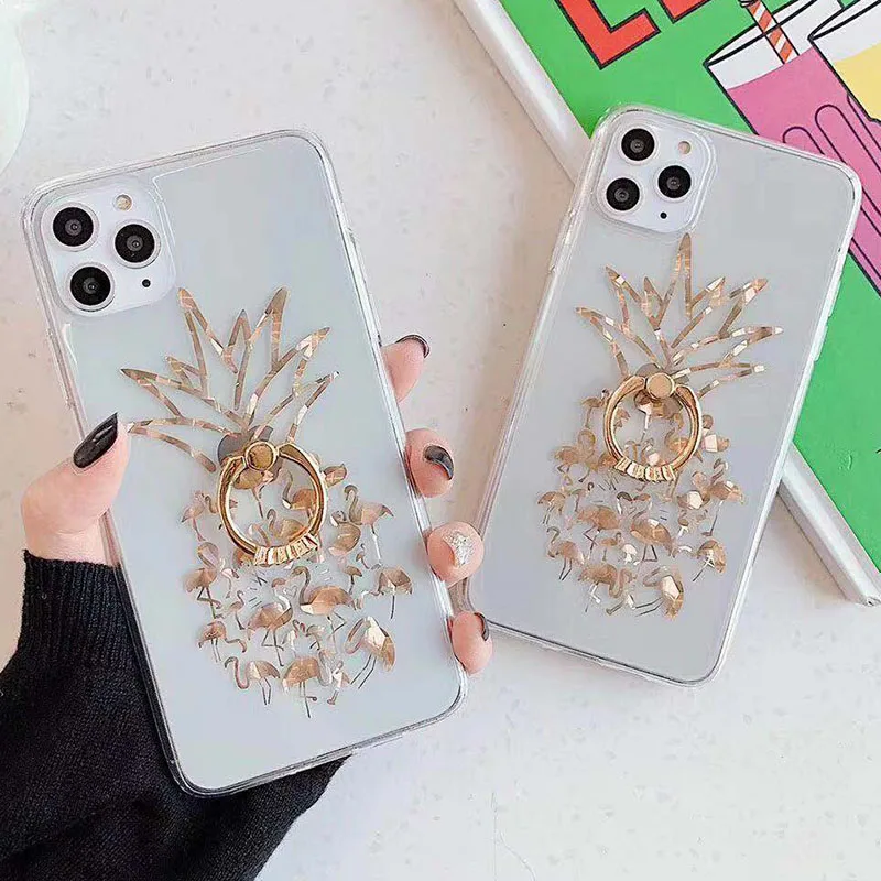 Чехол для телефона с ананасовым покрытием iPhone 11 Pro Max XR XS 7 8 Plus X блестящий чехол