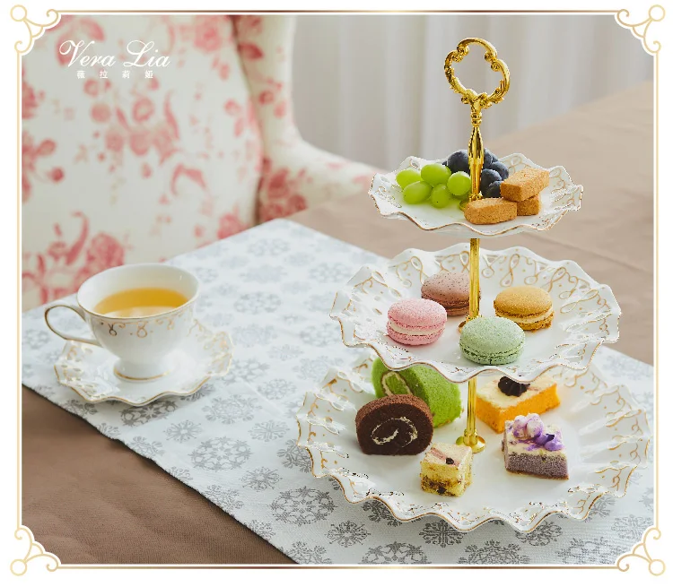 Disc Pastry all The Plate Ceramic 2 Layers of Dried Fruit Cake Plate Tray for Home Wedding Party Deco MiniInTheBox European Afternoon Tea Multilayer Fruit 