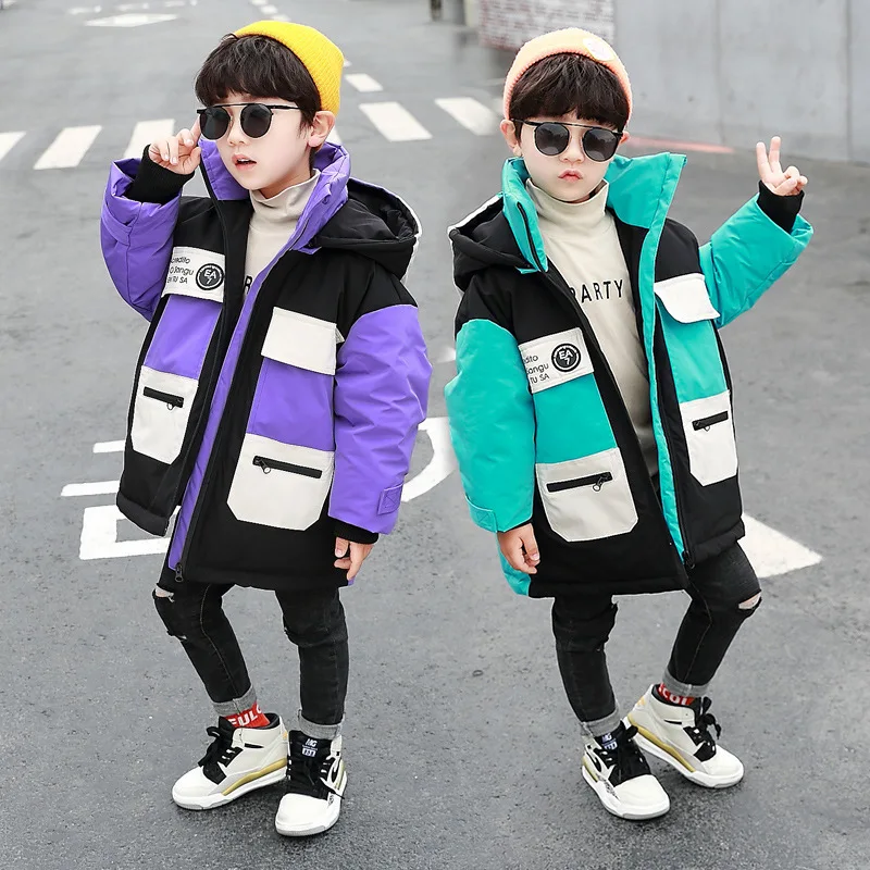 

2019 Winter New Style Mixed Colors Hooded Two-color Cotton-padded Clothes Korean-style Western Style Mid-length Thick Warm Cotto