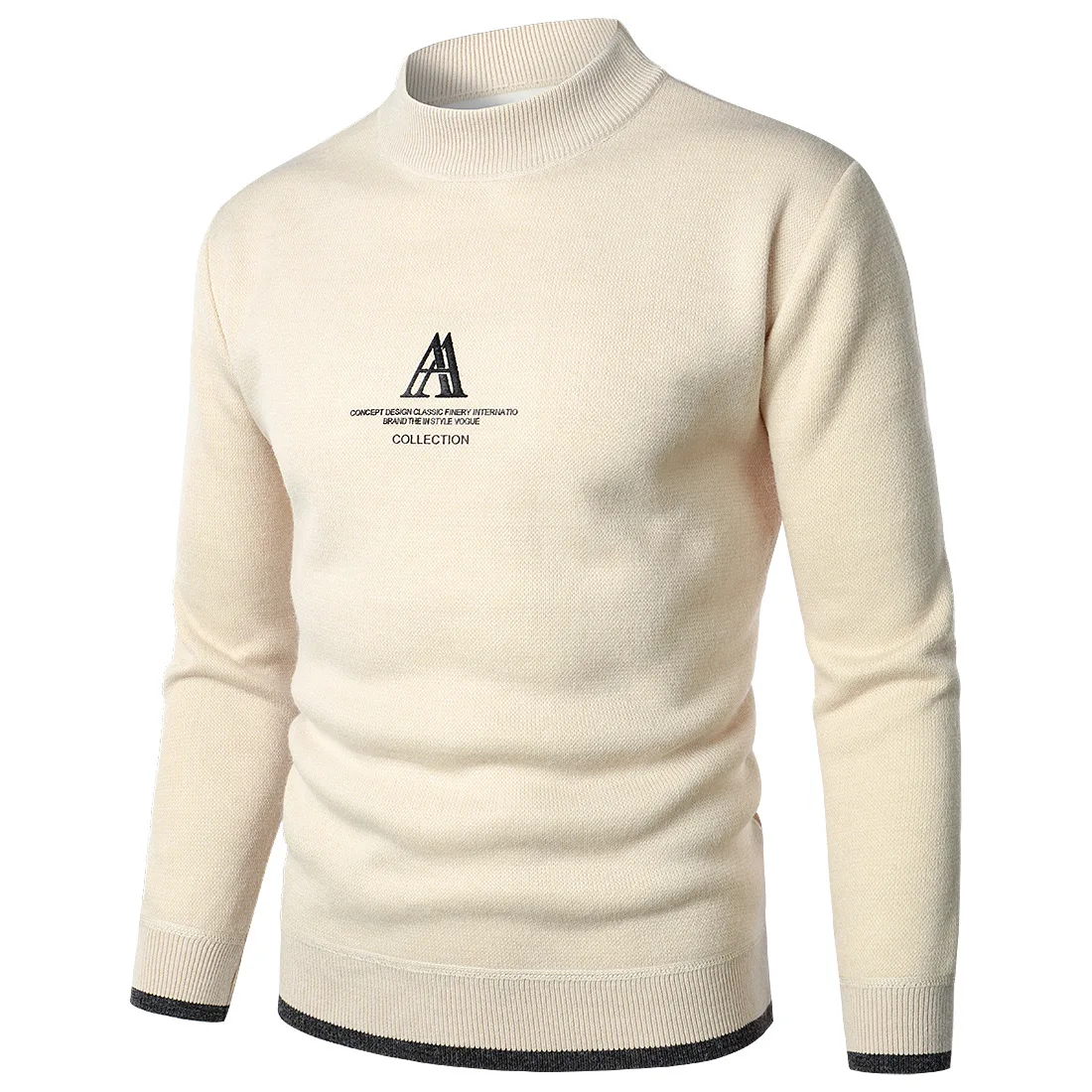 

Ym642 Loose Version Good Quality Autumn and Winter 2021 Men's Stand Collar Warm Thickened All-in-one Cashmere Sweater