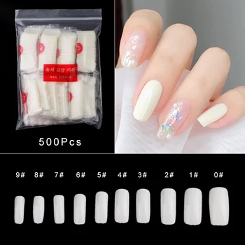 

500/600pcs French False Tips Nail Art Full Cover Nail Tips Natural/Transparent/White False Nails DIY Beauty Nail Art Tools