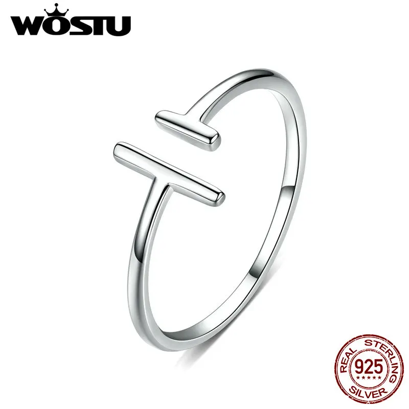 WOSTU, Настоящее серебро 925 пробы, обручальные кольца, параллельные линии, регулируемые кольца для женщин, модные оригинальные ювелирные изделия FIR555