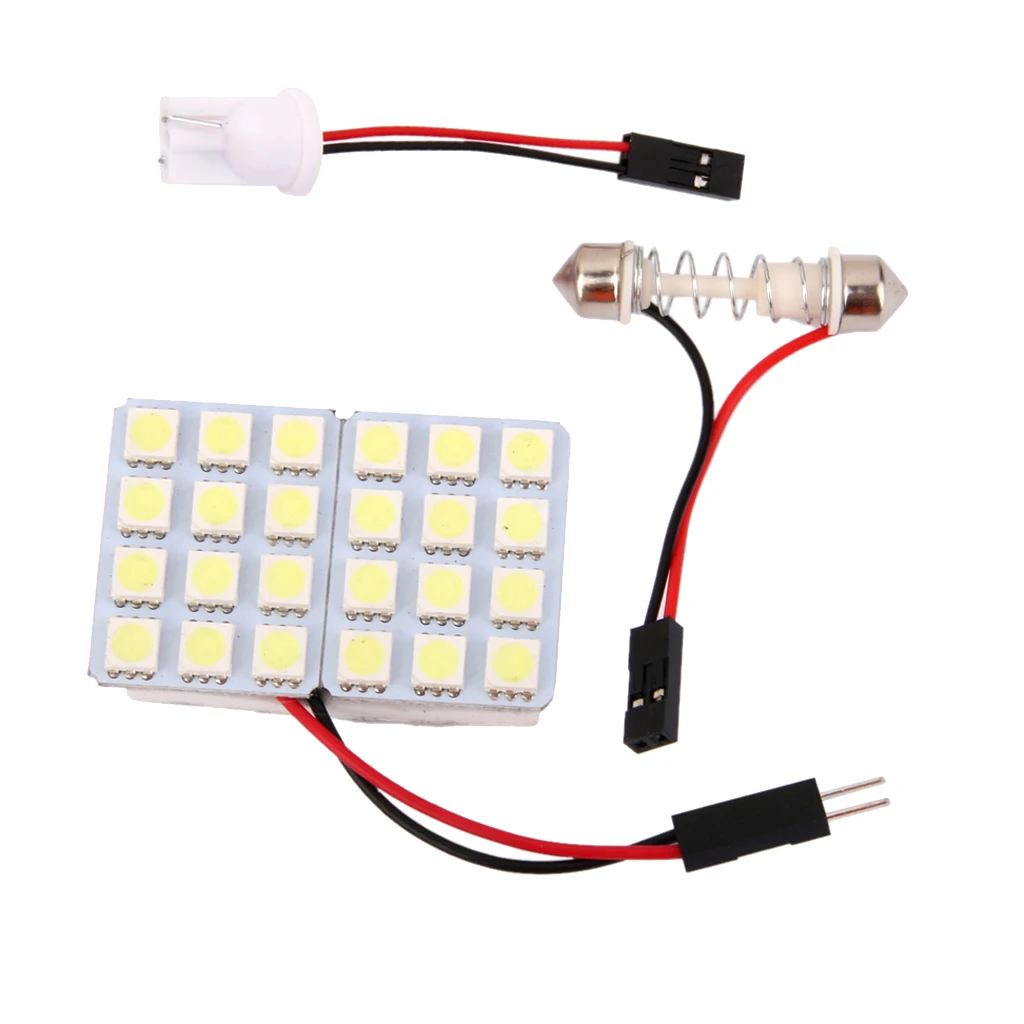 1 Set DC 12V T10 5050 24-SMD LED Festoon Dome Light Panel Interior Lamp Bulb BA9S 2019 New