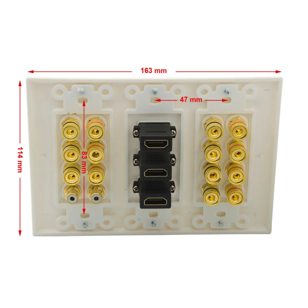 DMTMB 3 Gang Decorative Style 7.2 Speaker Wall Plate With Additional 3 Ports HDMI