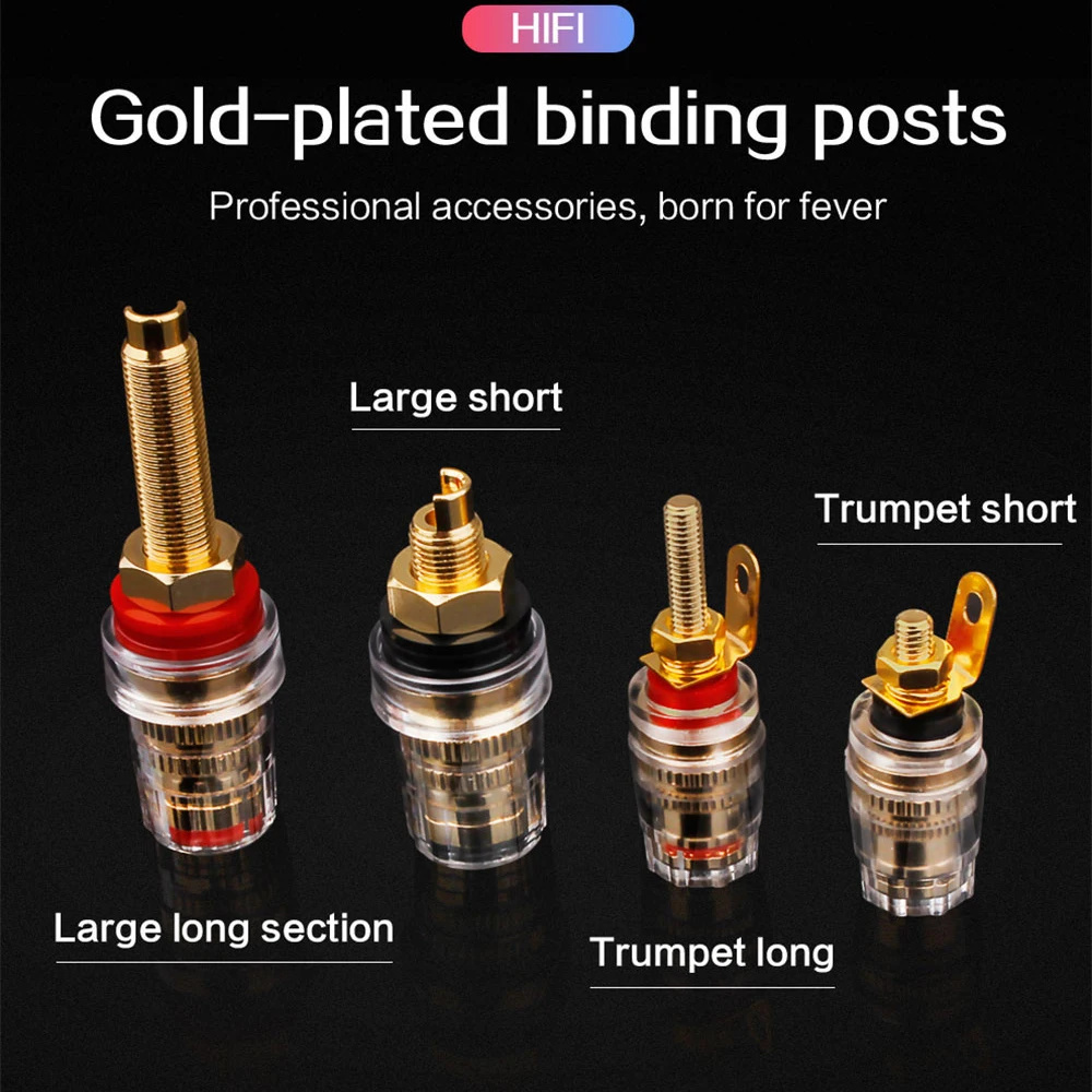 YYAUDIO 4Pcs 4mm Banana Socket Gold Plated Binding Post Nut Banana Plug Jack Connector Amplifier Speaker Terminal Binding Post