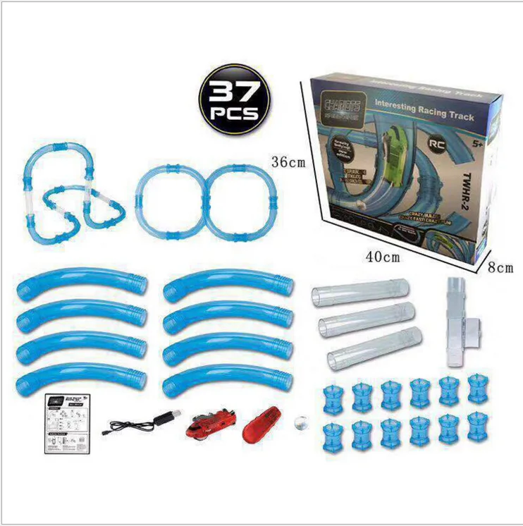 

New Style Electric Remote Control Pipeline Rail Car High-Speed Race Car Model Toy DIY Children'S Educational Assembled Toys