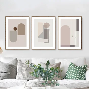 

Abstract Scandinavia Geometric Wall Art Canvas Painting Morandi Cold Color Style Posters and Prints for Room House Decor