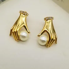 HUANZHI новые Гламурные художественные серьги из натурального пресноводного жемчуга модная новая популярная жемчужина Женская