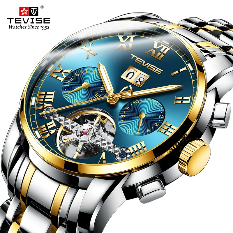 Comprar Relojes impermeables de Tourbillon para hombres, relojes mecánicos automáticos, reloj esqueleto para hombres, reloj de pulsera Masculino, reloj Masculino