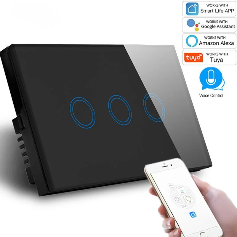 

US Standard 3 Gang WIFI Light Switch 2.4GHz ,Smart WIFI/App Control Touch Smart Switch Support Alexa & Google Assistant