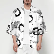 Мужское японское кимоно Harajuku, кардиган, мужская кимоно самурая, куртка, лесное кимоно, рубашка, Повседневная национальная одежда, 3D цифровая печать
