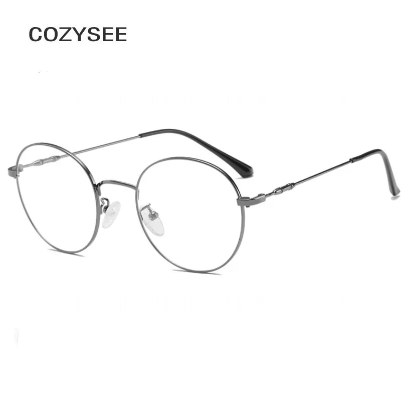 Классические женские круглые оправы для очков, мужские овальные прозрачные очки, женские ретро очки для близорукости, оптические оправы, металлические прозрачные линзы, очки oculos - Цвет оправы: GREY
