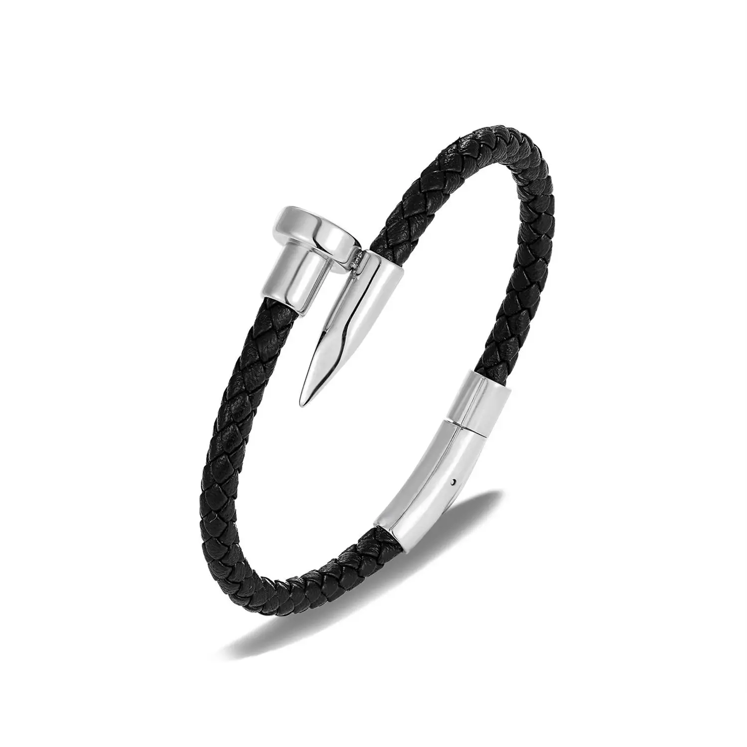 Мужской Титановый стальной кожаный браслет креативный браслет из нержавеющей стали кожаный плетеный браслет мужской браслет
