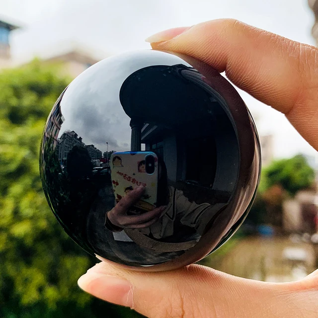 55 Mm Ritka Fekete Obidian Gömb Kristálygömb Gyógyító Kő Feng Shui Természetes Diviner Fotó Otthoni Dekoratív Golyó - Image 4