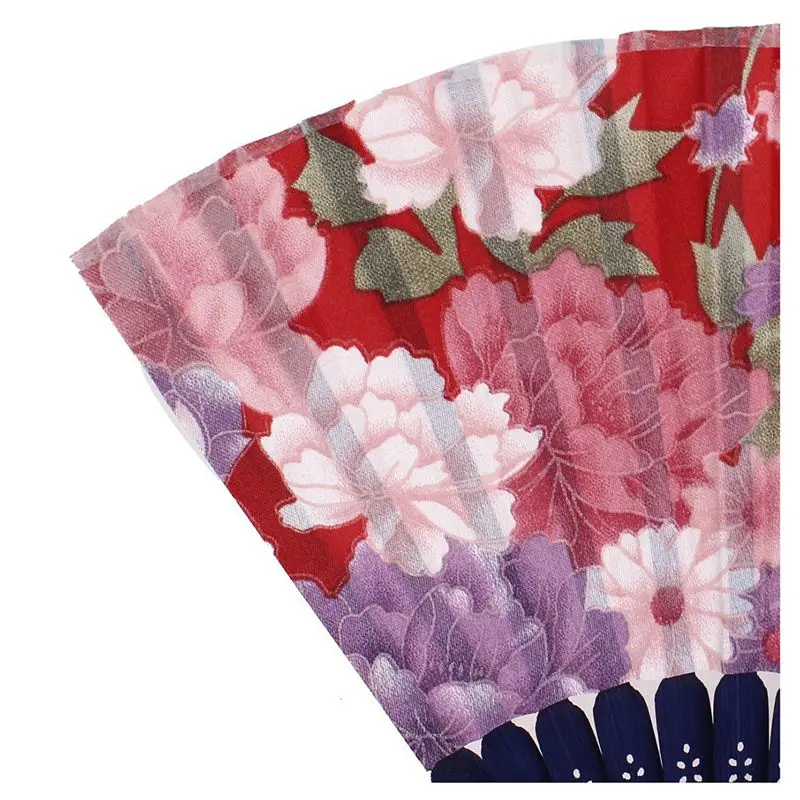 Chinese Style Floral Pattern Summer Folding Hand Fan Red, Pink, Blue, Green