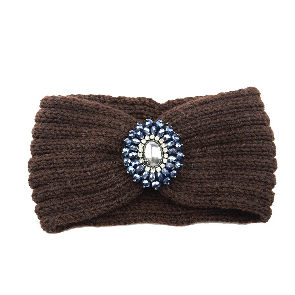 Женская Бриллиантовая Защитная повязка для волос, ручная работа, теплая шерстяная повязка для волос, простые дикие многоцветные повседневные аксессуары для волос - Цвет: BW