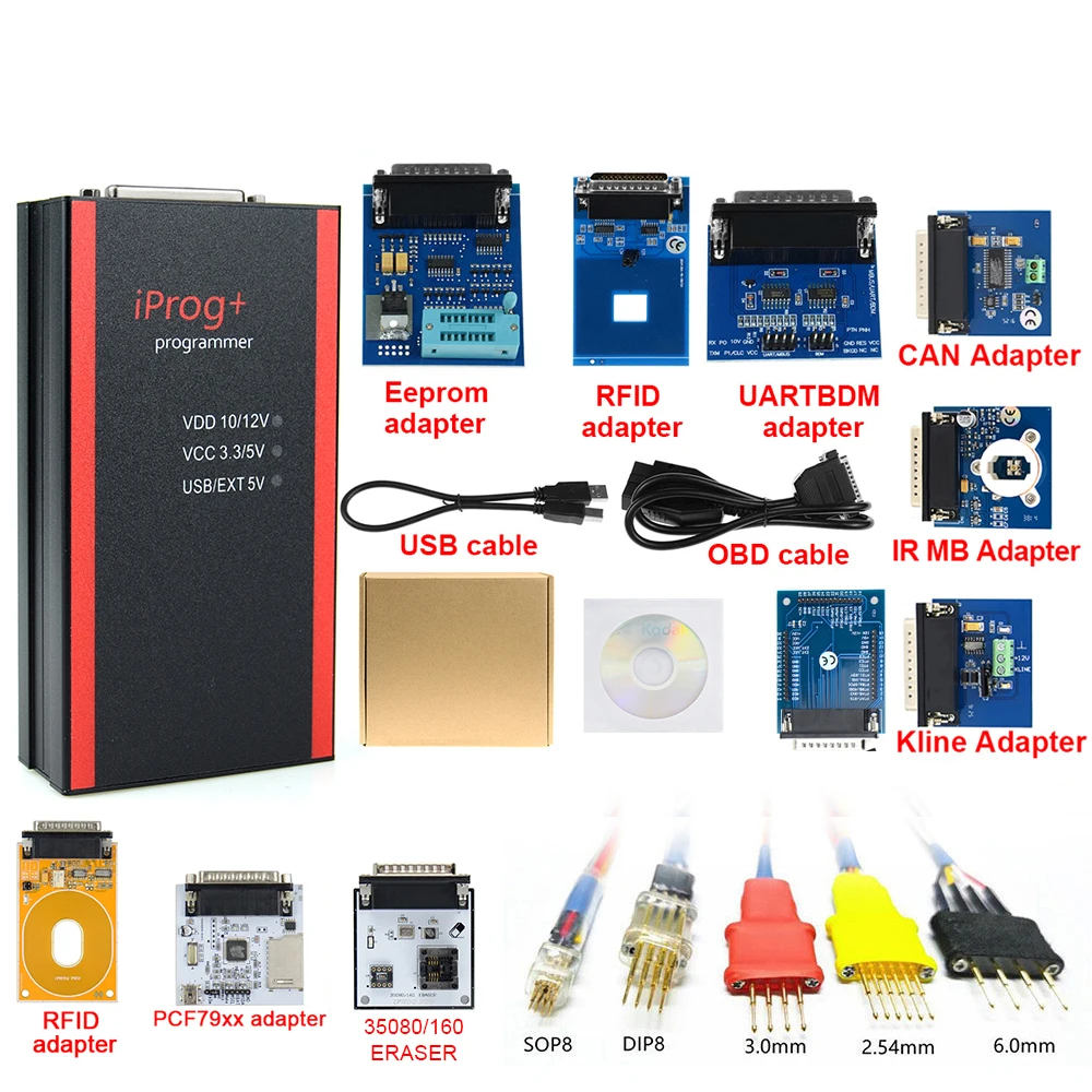 2022 V87 Iprog+ Key Programmer Support IMMO + Reset Iprog Pro Till 2019 with 11 adapter with free shipping engine temperature gauges