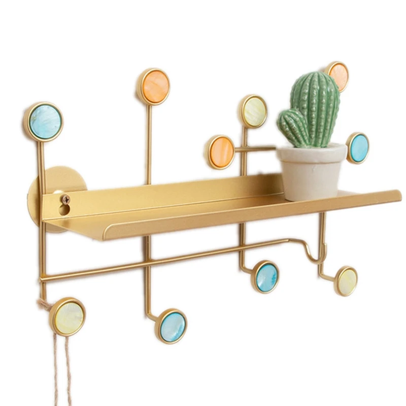 

Creative Wrought Iron Rack Coat Rack Wall Storage Shelf Multi-Purpose Hooks for Wall Ornaments Hanger Multi-Function Storage Rac