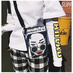 Хип-хоп мультфильм уличный стиль граффити сумка-мессенджер для девочек мальчик модная сумка на ремне женская сумка через плечо Маленькие
