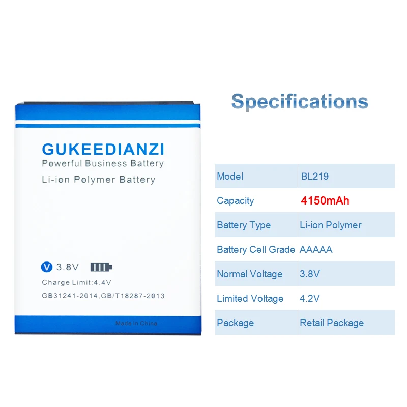 Сменная батарея GUKEEDIANZI BL219 емкостью 4150 мАч для lenovo A880 S856 A889 A890e S810t A850+ A916, перезаряжаемая литиевая батарея