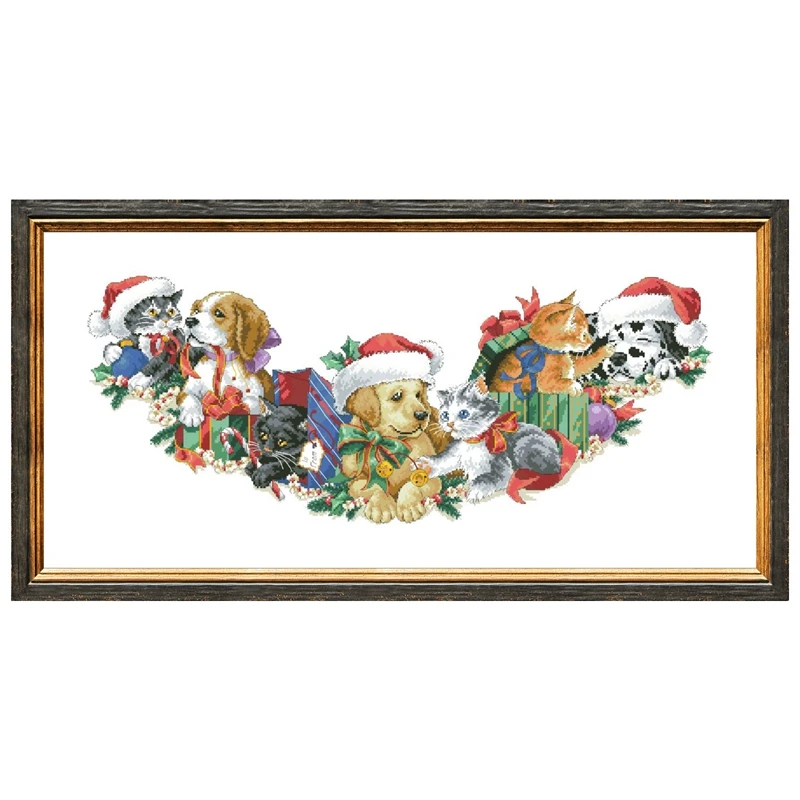 Frisky Friends Tree Skirt Kit Punto Croce Dreampattern Ricamo Set Di Ricamo 18Ct 14Ct 11Ct Unprint Cloth Diy Handmade