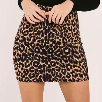 

Womens Leopard Printed Short Skirt High Waist Pencil Bodycon Hip Mini Soft Casual Clubwear Slim Elastic Bandage Party Vestidos