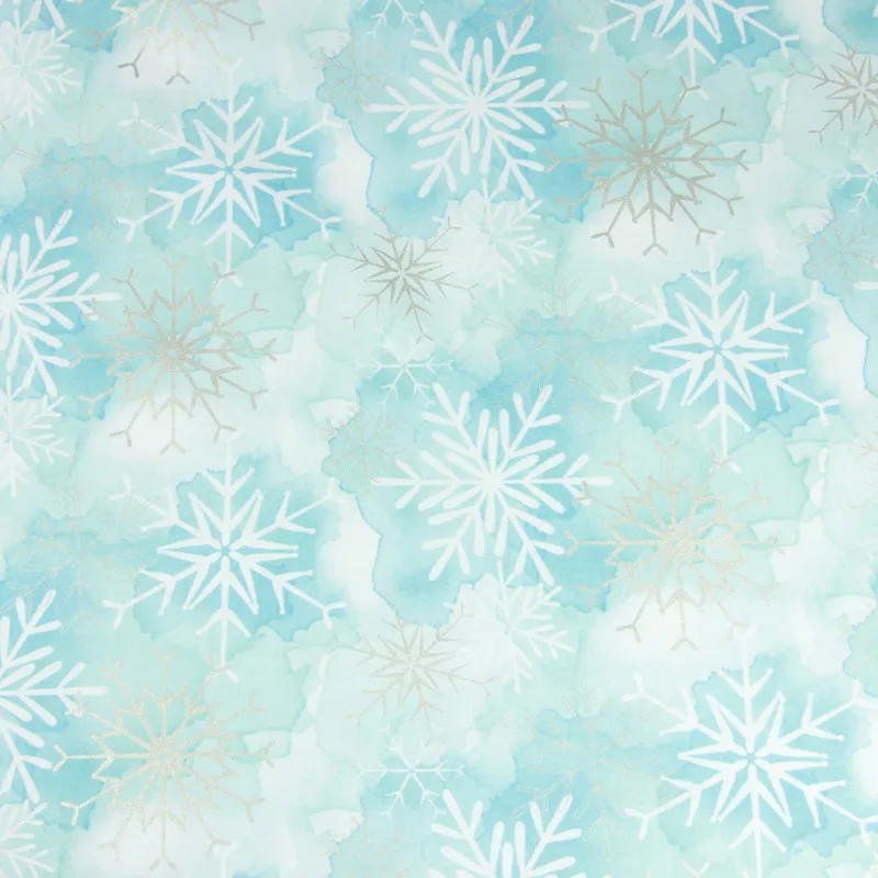 Наполовину ярдовая простая хлопковая ткань с горячим серебряным размазывающимся снежным цветочным принтом, ручная работа, сделай сам, одежда, платье, ткань, хлопок, CR-216