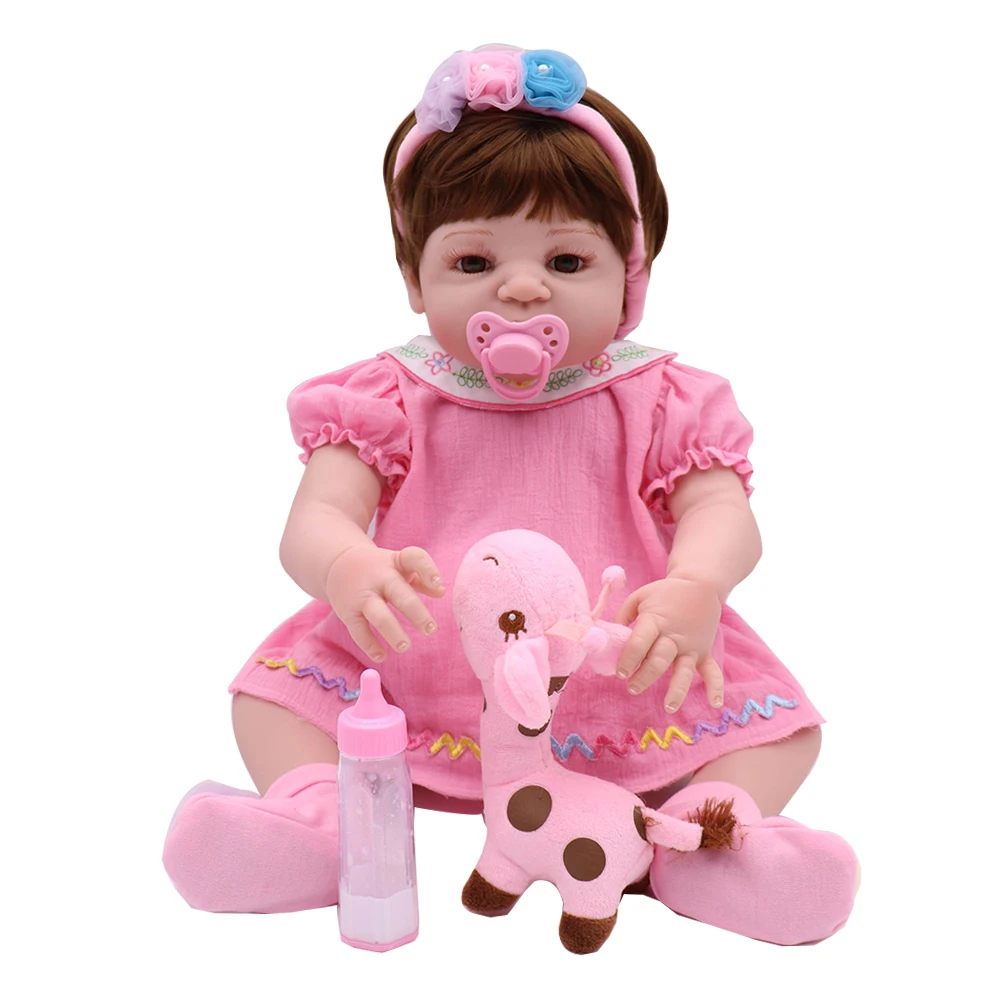 22 inch Lifelike Full Body Soft Silicone Reborn Dolls Baby Realistic Boneca BeBes For Girls Birthday Present | Игрушки и хобби