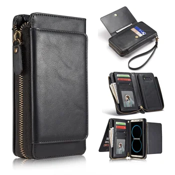 

For Samsung galaxy S8 S9 Plus S7 edge 2 in 1 Multifunction Wallet Card Pocket Case Cover For Samsung Note 8 9 Zipper bag Case