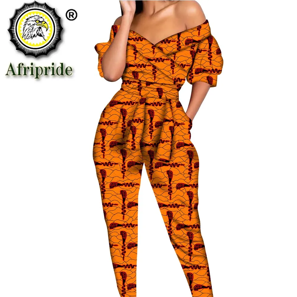 

African 2 Piece for Women Print Crop Top and Pants Set with Belt Autunm Outfits Fall Outfits for Women Casual OutWear S2026018