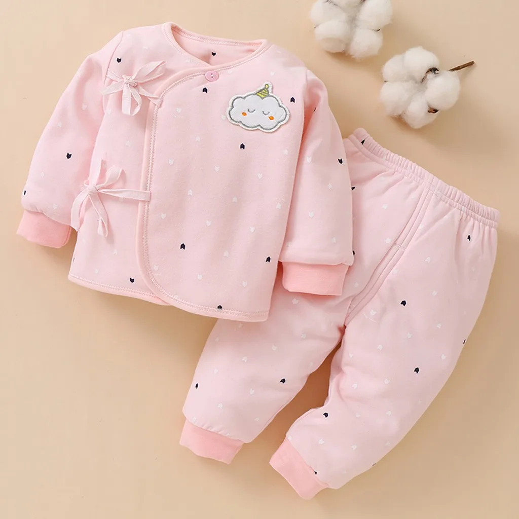 

Kids Winter Clothes Warm Thick Cartoon Print Underwear Outfits Boutique Kids Clothing Cotton Full Sleeve roupa infantil 0-6M
