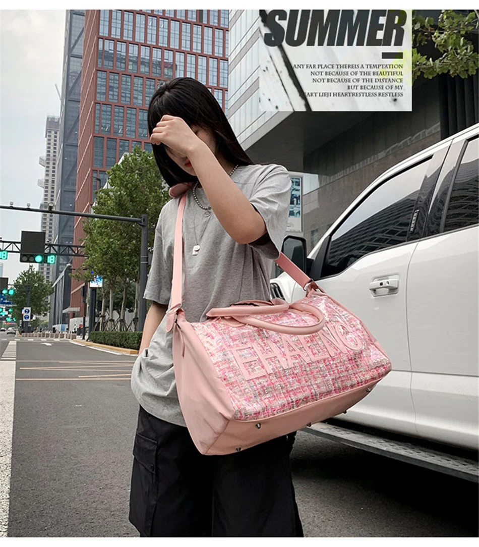 Fashion Sport Gym Yoga Mat Bag Fitness Training Shoulder Crossbody Bags Women High Capacity Waterproof PU Luggage Travel Handbag