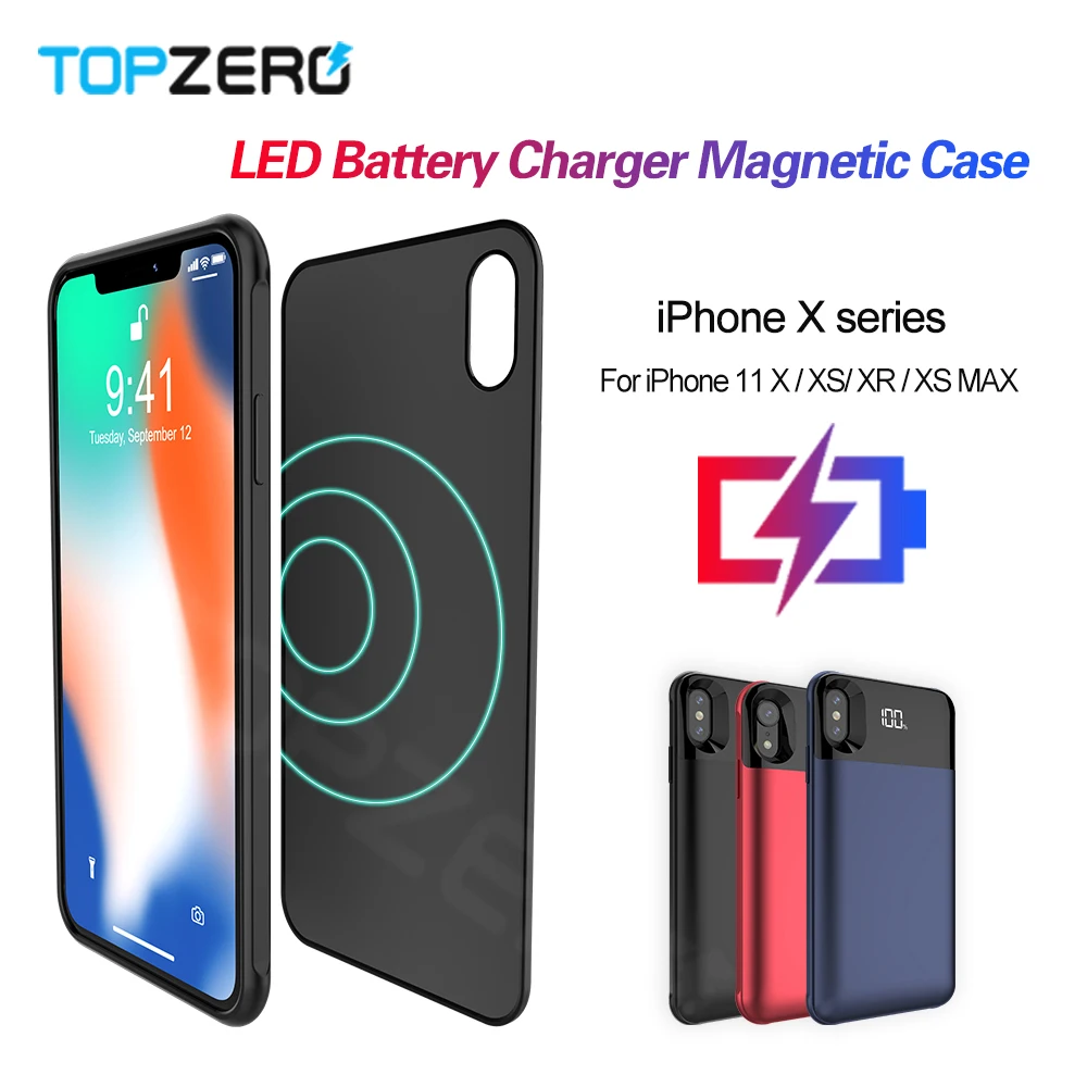 Чехол для зарядного устройства iPhone X XS XR MAX светодиодный внешний аккумулятор