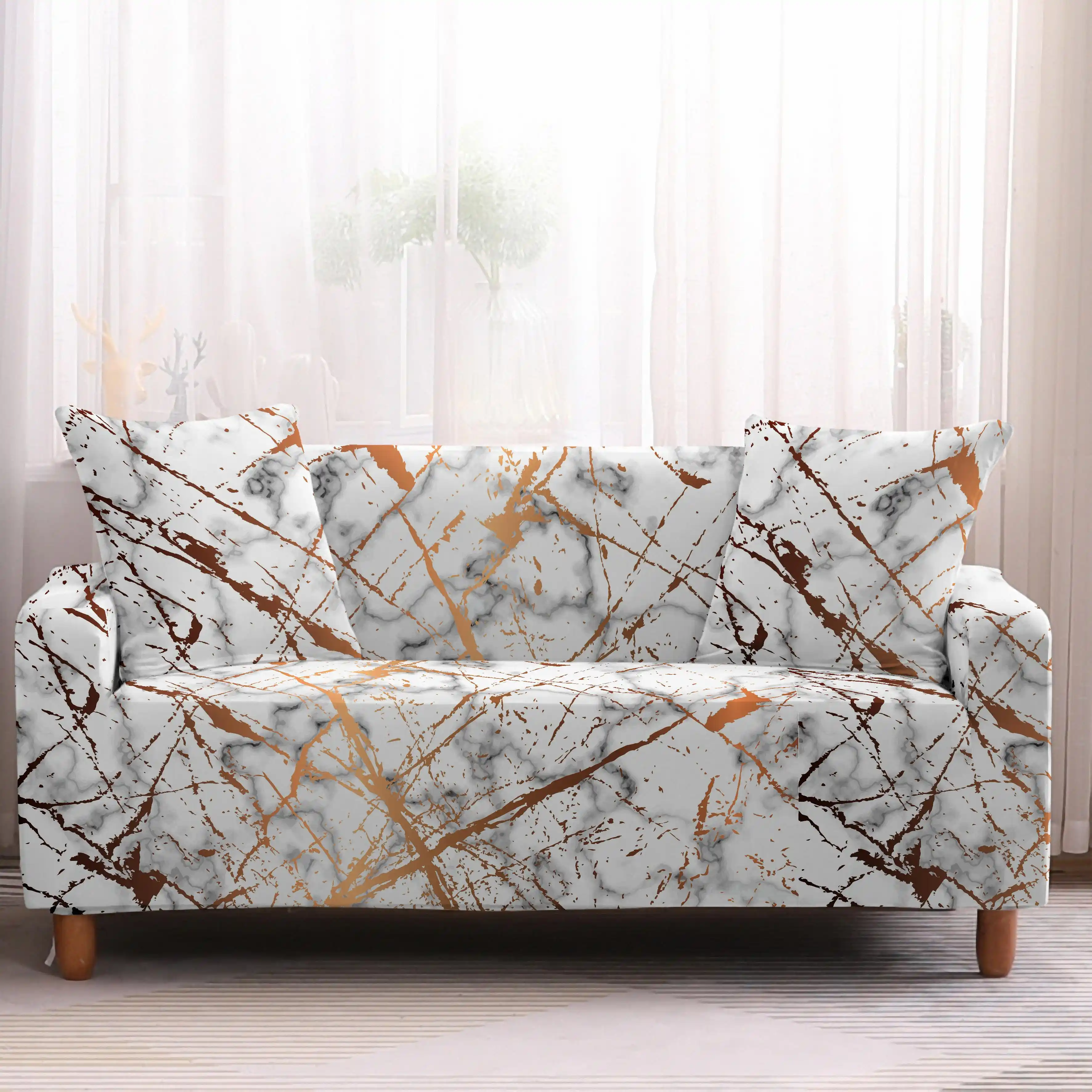 Marble High Elastic Sofa Covers For Living Room Geometric Series