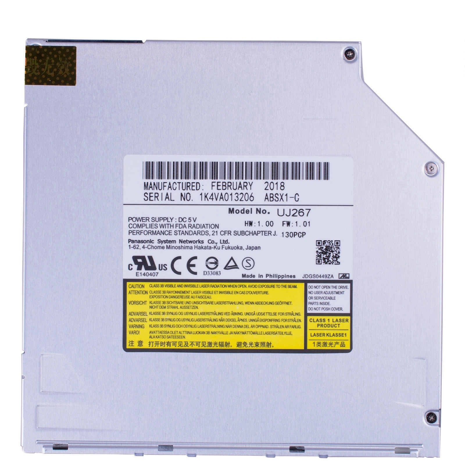 Panasonic Uj267 Bdre Ultraslim 9.5mm Sata Slot Load Bluray Player