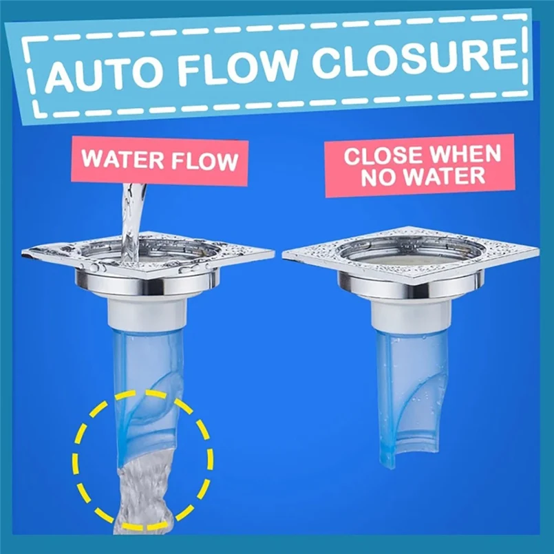 Deodorant silicone core drain pipe seal ring stainless steel floor drain V cup shape smooth drainage and water flow 20D26 (11)