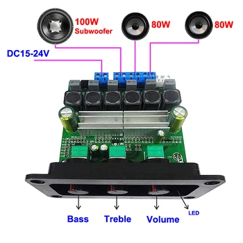 

2*80W+100W TPA3116 HIFI Car Power Subwoofer Amplifier Board Stereo 2.1 Channel Automotive Class D TPA3116D2 Aduio Equalizer Amp