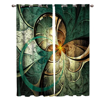

Circular Range Black Green Blackout Window Curtains Living Room Curtain Kitchen Blackout Curtains