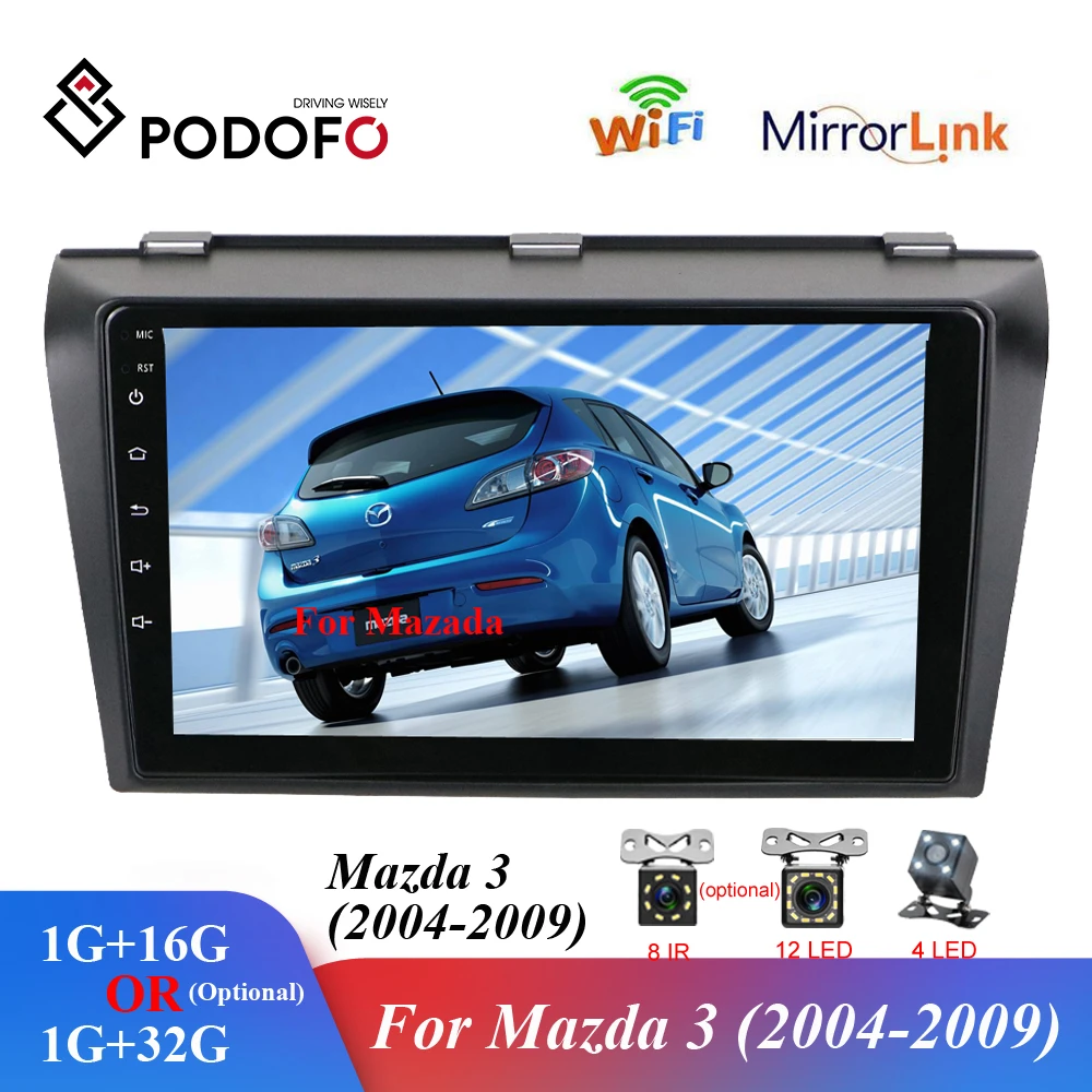 Автомагнитола Podofo 2 Din 9 дюймов RDS радио Wi-Fi GPS навигация Бесплатная карта для Mazda 3