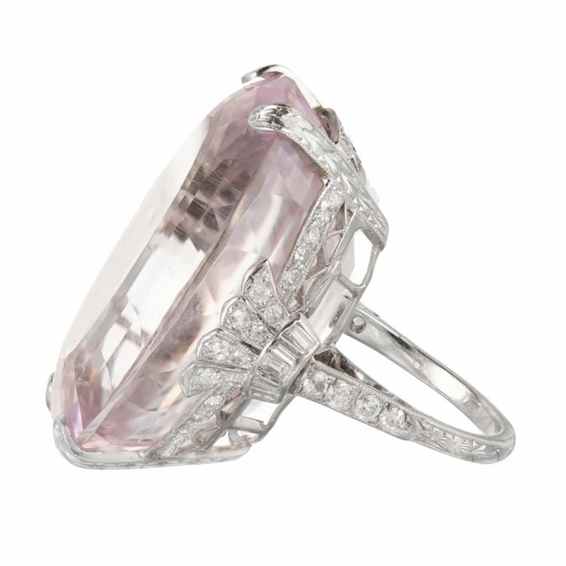Модное кольцо розового цвета с прозрачным камнем для женщин, элегантное роскошное свадебное обручальное ювелирное изделие для невесты Q5M472