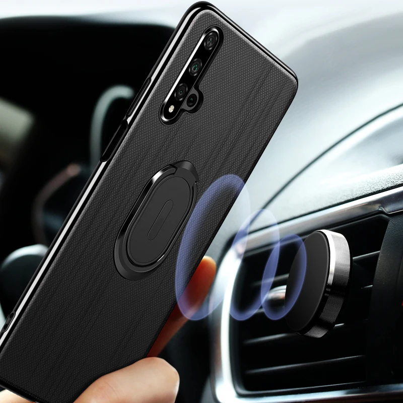 Для huawei Nova 5T чехол Роскошный PU кожаный магнитный автомобильный кольцо держатели для телефонов huawei Nova 5T AL-L21 чехол