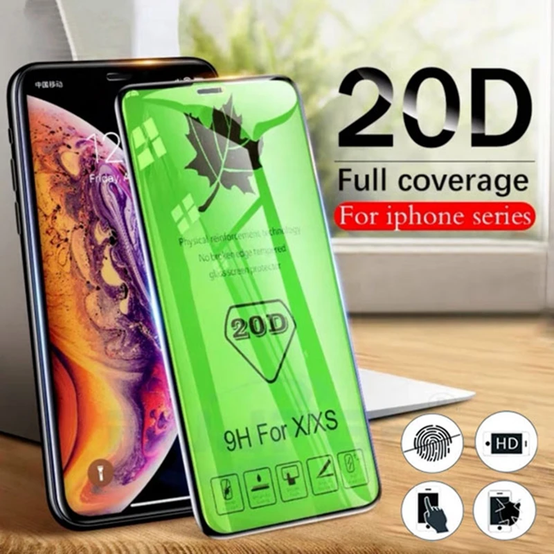 

Full Cover Protective tempered Glass For iphone xr Screen Protector 20D Film For iPhone 6 6s 7 8 Plus XS MAX 11 Pro Max X Glass