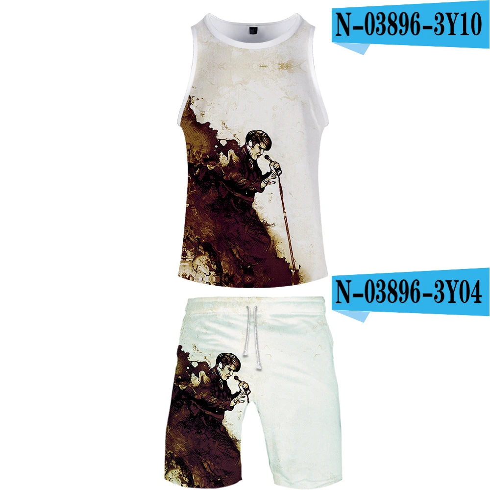 King Elvis Presley комплект из 2 предметов баскетбольная футболка Джерси костюм спортивные майки для мальчиков и Женский костюм пляжного типа больших размеров - Цвет: one